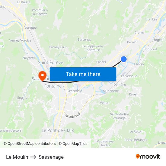 Le Moulin to Sassenage map