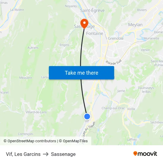 Vif, Les Garcins to Sassenage map