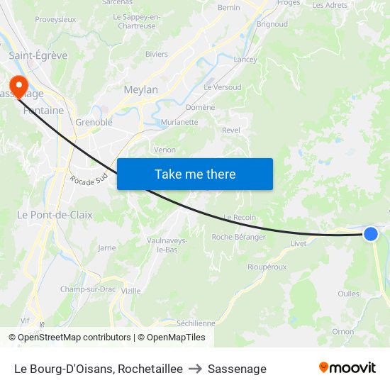 Le Bourg-D'Oisans, Rochetaillee to Sassenage map