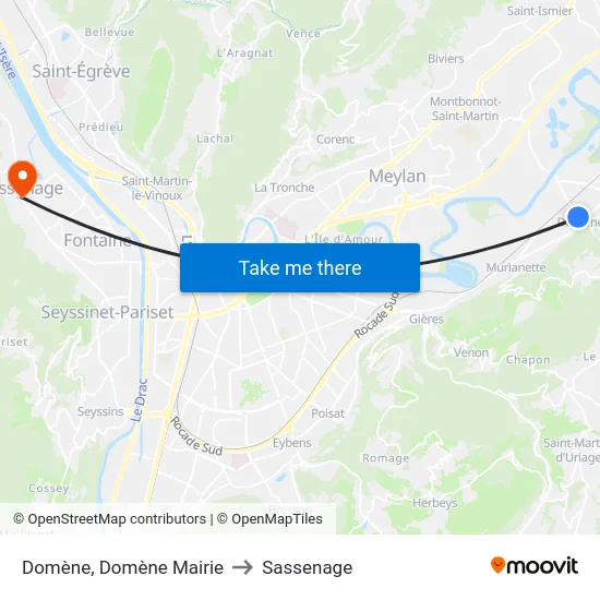 Domène, Domène Mairie to Sassenage map