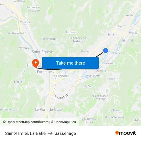 Saint-Ismier, La Batie to Sassenage map