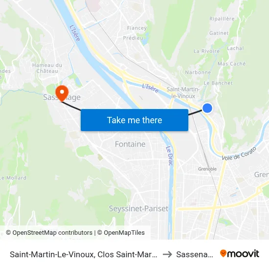 Saint-Martin-Le-Vinoux, Clos Saint-Martin to Sassenage map