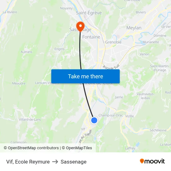 Vif, Ecole Reymure to Sassenage map