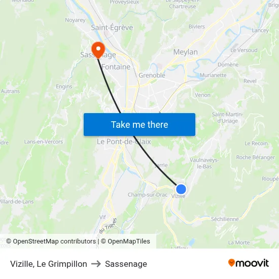 Vizille, Le Grimpillon to Sassenage map