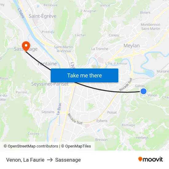 Venon, La Faurie to Sassenage map