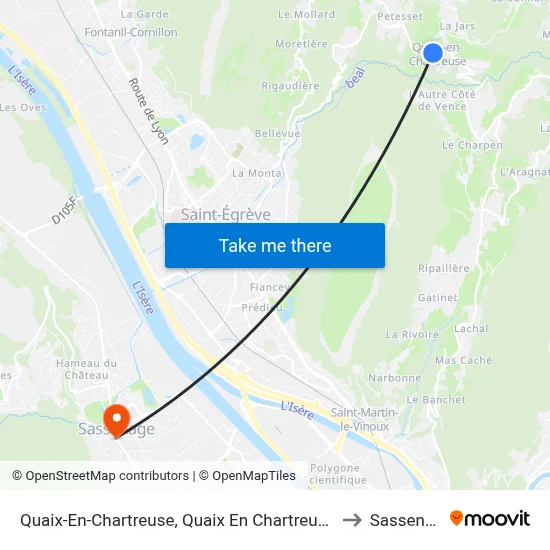 Quaix-En-Chartreuse, Quaix En Chartreuse Place to Sassenage map