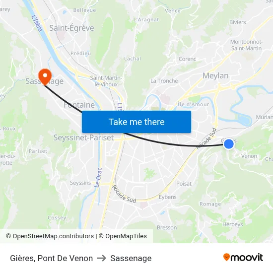 Gières, Pont De Venon to Sassenage map
