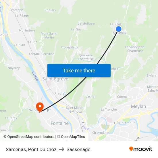 Sarcenas, Pont Du Croz to Sassenage map