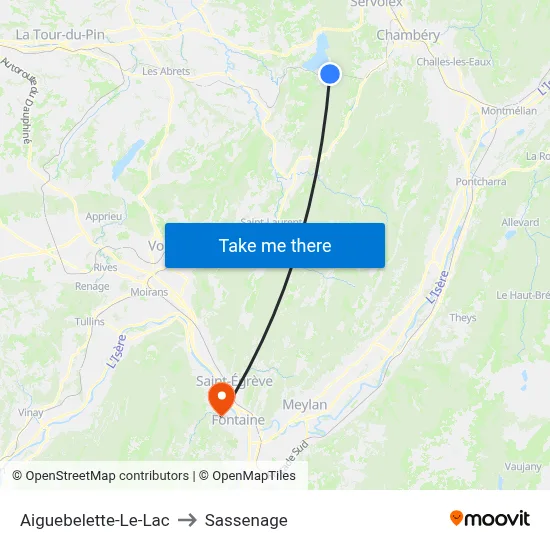 Aiguebelette-Le-Lac to Sassenage map