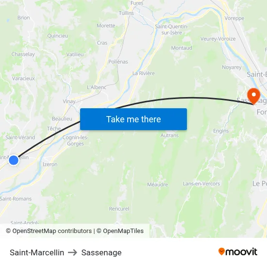 Saint-Marcellin to Sassenage map