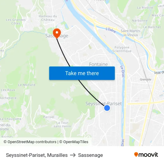 Seyssinet-Pariset, Murailles to Sassenage map