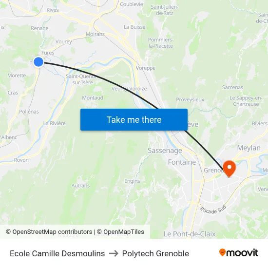 Ecole Camille Desmoulins to Polytech Grenoble map