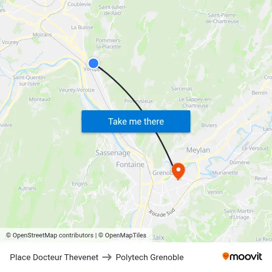 Place Docteur Thevenet to Polytech Grenoble map