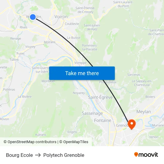 Bourg Ecole to Polytech Grenoble map