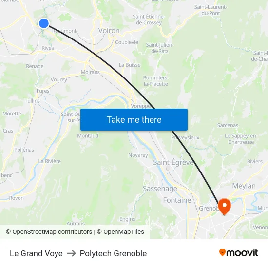 Le Grand Voye to Polytech Grenoble map