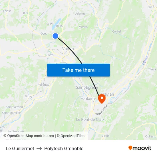 Le Guillermet to Polytech Grenoble map