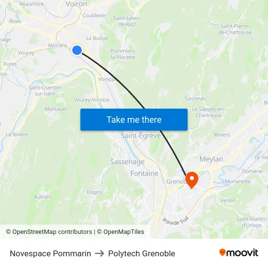 Novespace Pommarin to Polytech Grenoble map