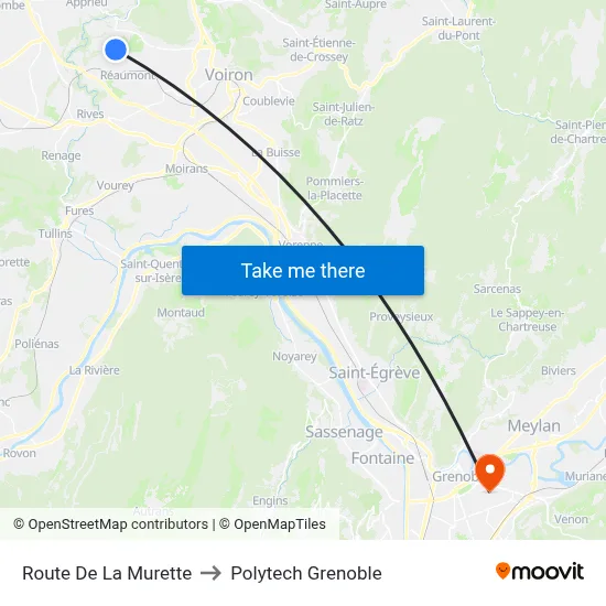 Route De La Murette to Polytech Grenoble map