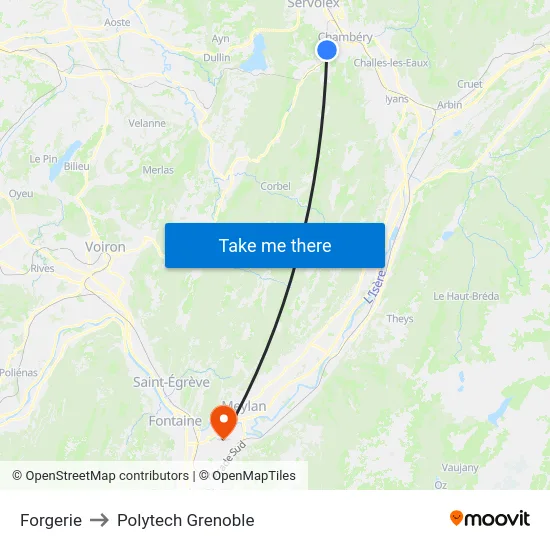Forgerie to Polytech Grenoble map