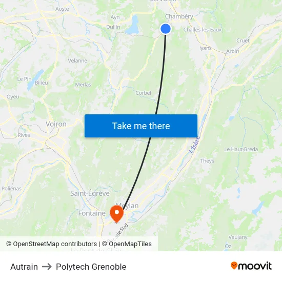 Autrain to Polytech Grenoble map