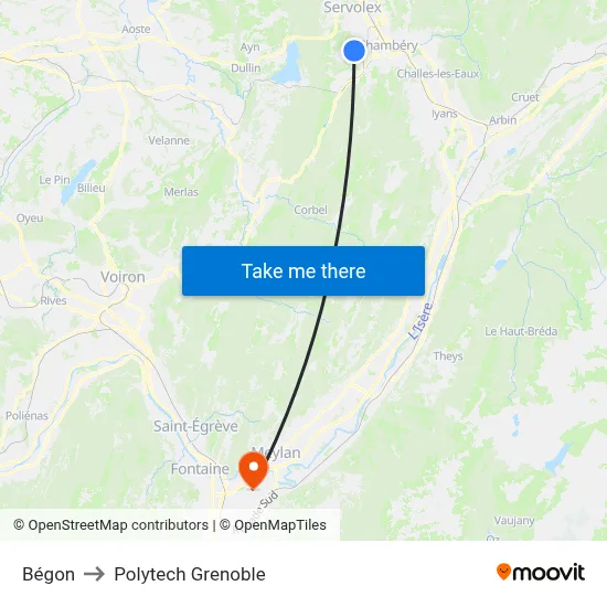 Bégon to Polytech Grenoble map