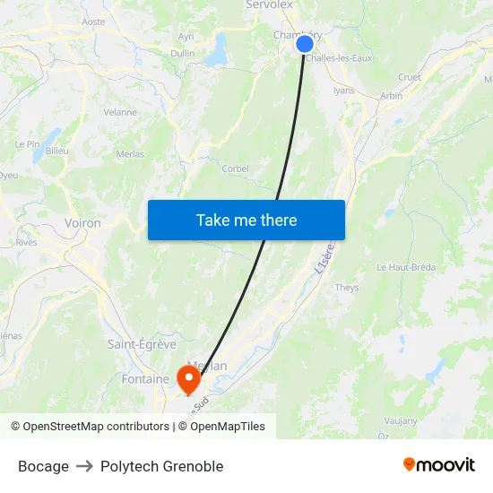 Bocage to Polytech Grenoble map