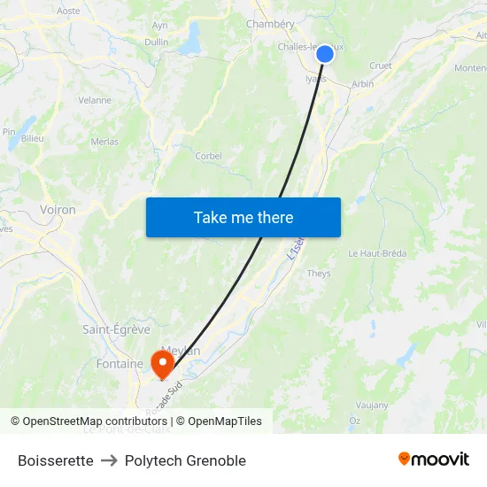 Boisserette to Polytech Grenoble map