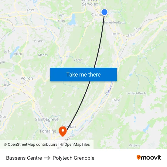 Bassens Centre to Polytech Grenoble map