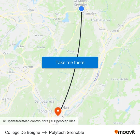 Collège De Boigne to Polytech Grenoble map
