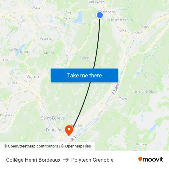 Collège Henri Bordeaux to Polytech Grenoble map