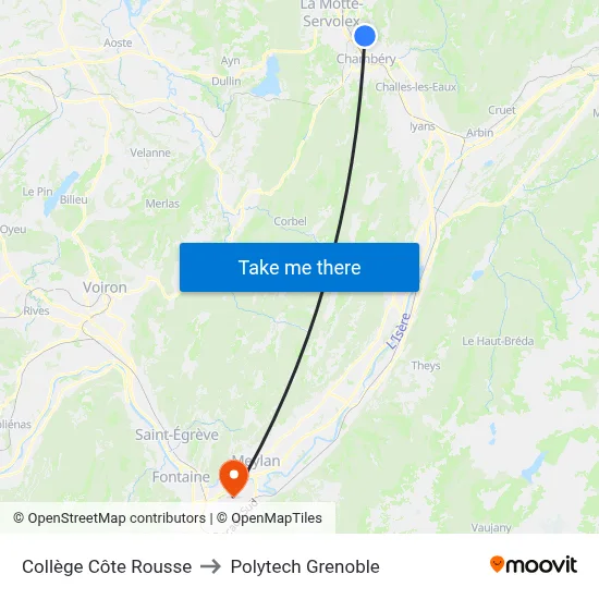 Collège Côte Rousse to Polytech Grenoble map