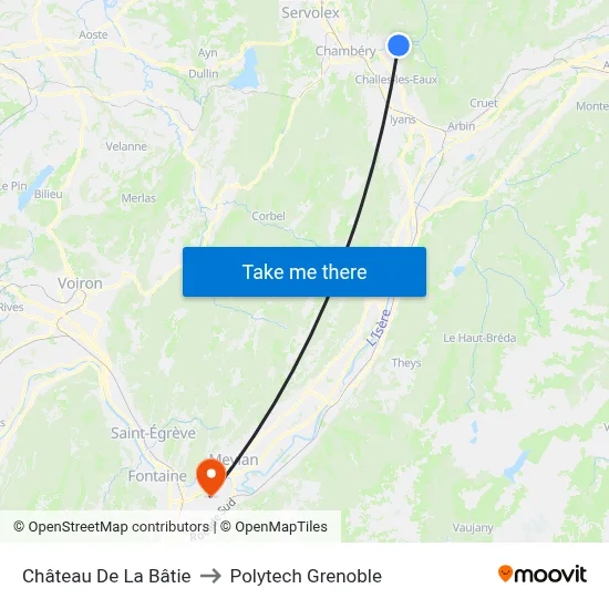 Château De La Bâtie to Polytech Grenoble map