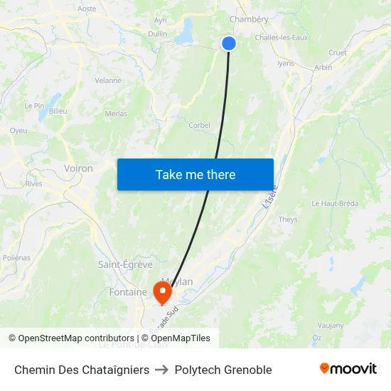 Chemin Des Chataîgniers to Polytech Grenoble map