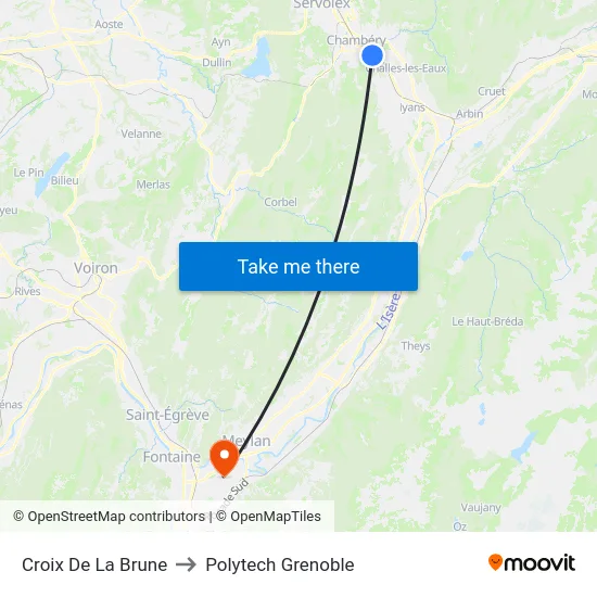Croix De La Brune to Polytech Grenoble map