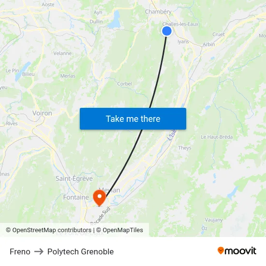 Freno to Polytech Grenoble map