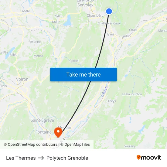 Les Thermes to Polytech Grenoble map