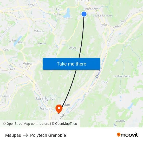 Maupas to Polytech Grenoble map