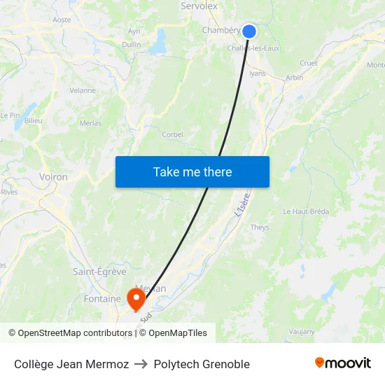 Collège Jean Mermoz to Polytech Grenoble map