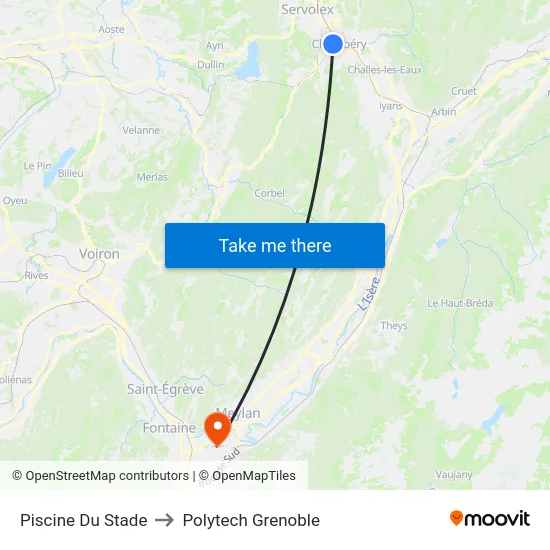 Piscine Du Stade to Polytech Grenoble map