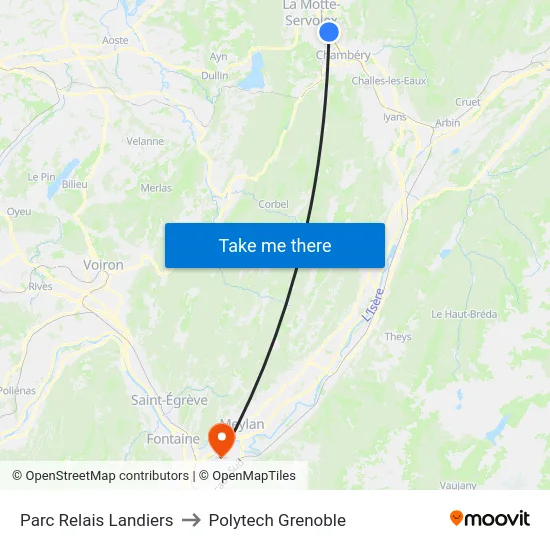 Parc Relais Landiers to Polytech Grenoble map