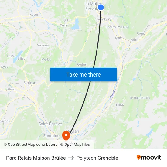 Parc Relais Maison Brûlée to Polytech Grenoble map