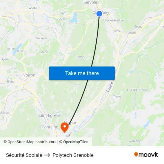 Sécurité Sociale to Polytech Grenoble map
