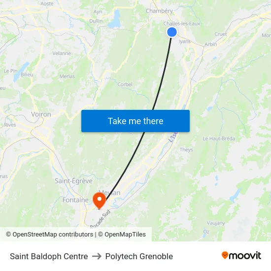 Saint Baldoph Centre to Polytech Grenoble map