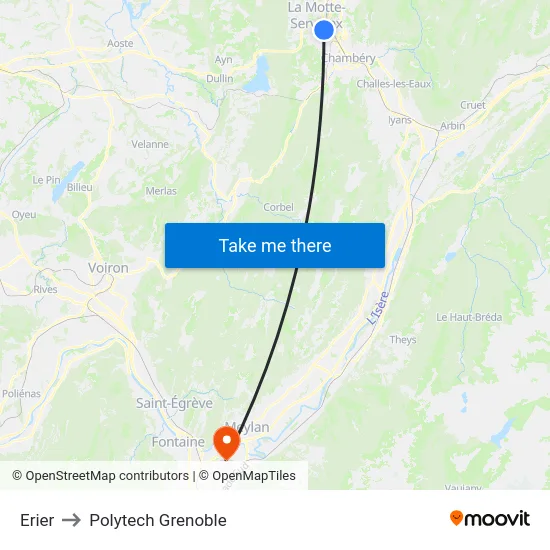 Erier to Polytech Grenoble map