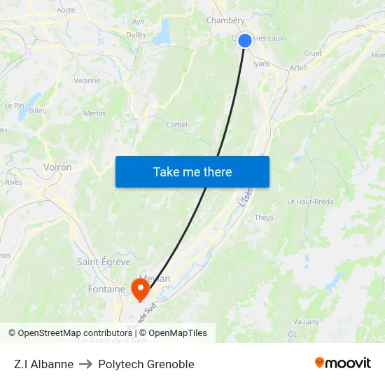 Z.I Albanne to Polytech Grenoble map