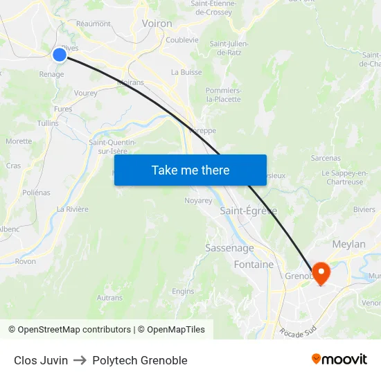Clos Juvin to Polytech Grenoble map