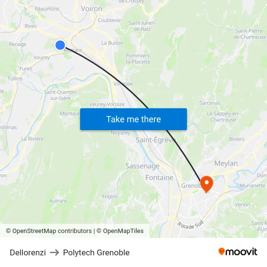 Dellorenzi to Polytech Grenoble map