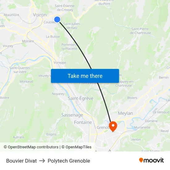 Bouvier Divat to Polytech Grenoble map