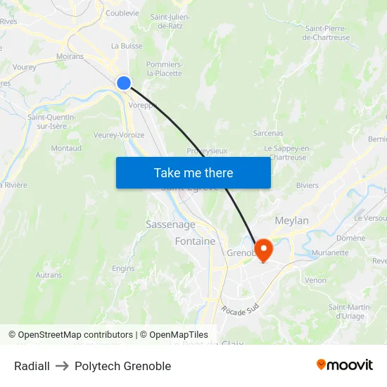 Radiall to Polytech Grenoble map