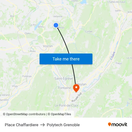 Place Chaffardiere to Polytech Grenoble map